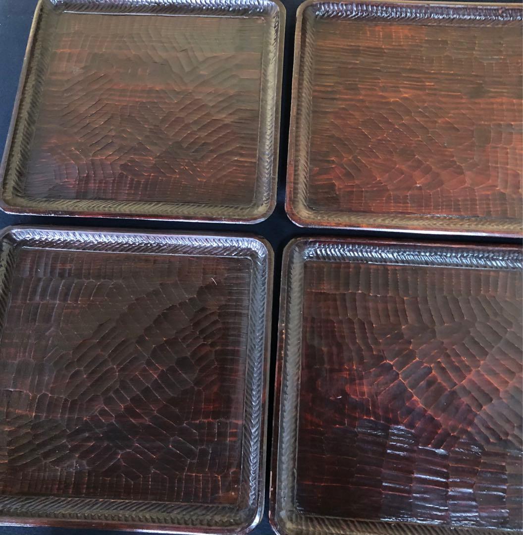 《R》伝統工芸 讃岐彫 四方膳7客 讃岐盆 膳 刳抜 260108き1