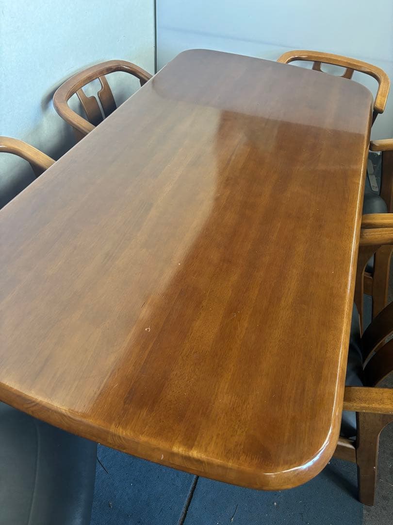 ダークブラウン木製ダイニングテーブルと椅子6脚セット 岐阜県揖斐郡池田町まで