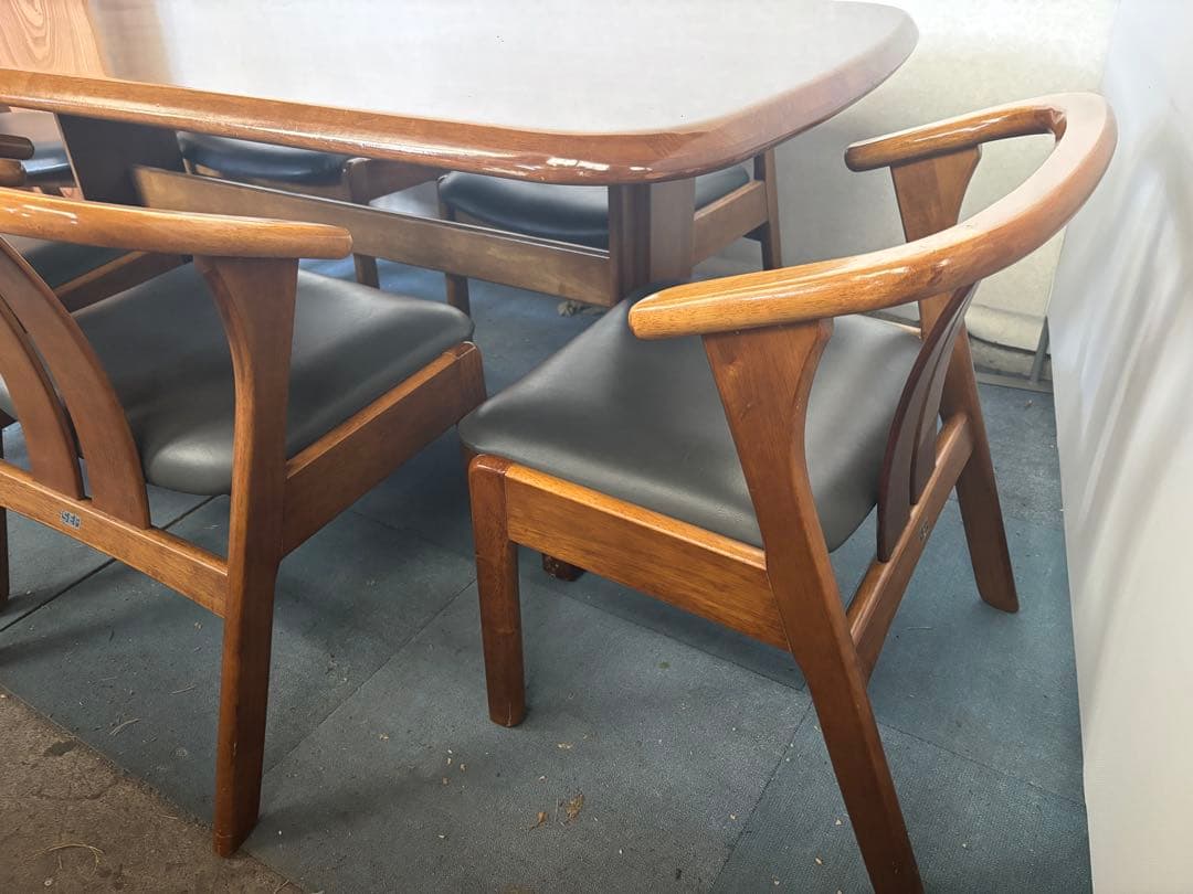 ダークブラウン木製ダイニングテーブルと椅子6脚セット 岐阜県揖斐郡池田町まで