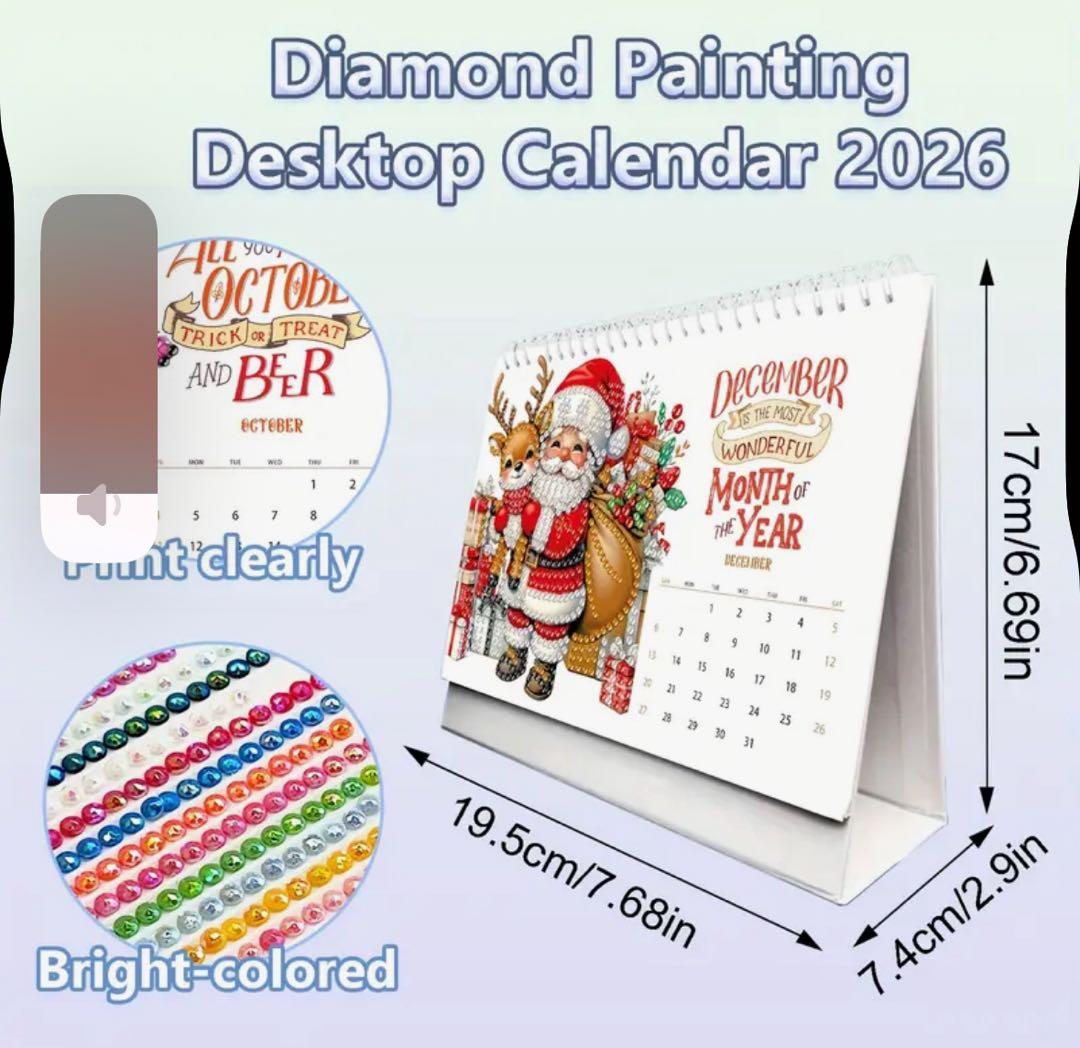 ダイヤモンドアート 2026 卓上カレンダー 毎月楽しみ！クリスタルビーズ