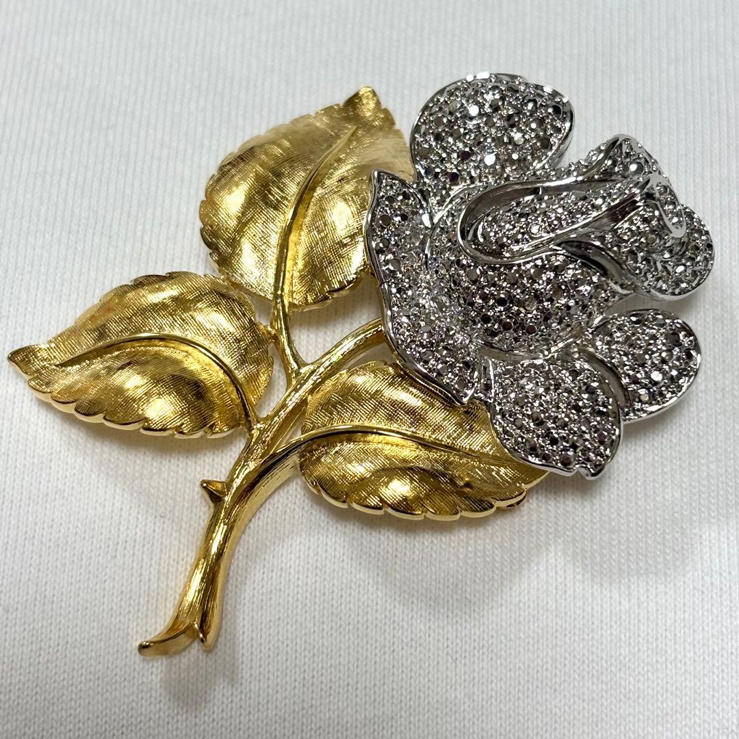 新品 希少 VINTAGE TRIFARI トリファリ 大ぶり ブローチ 薔薇