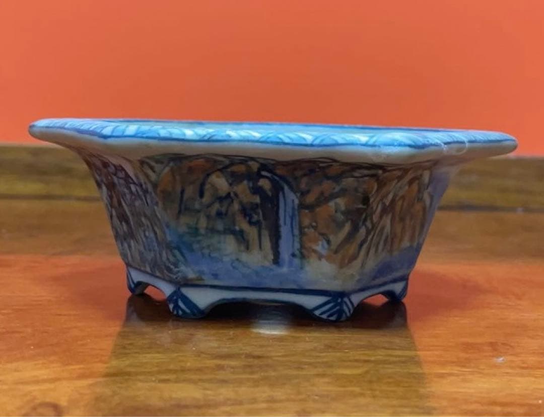 【希少】祥石　盆栽鉢　風景画　烙印　盆栽鉢　ミニ盆栽　盆栽　鉢　盆栽小鉢