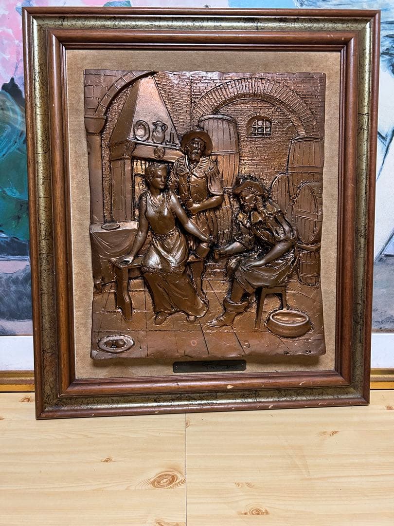 アンティークオブジェDEMAIN ITALY銅板レリーフ