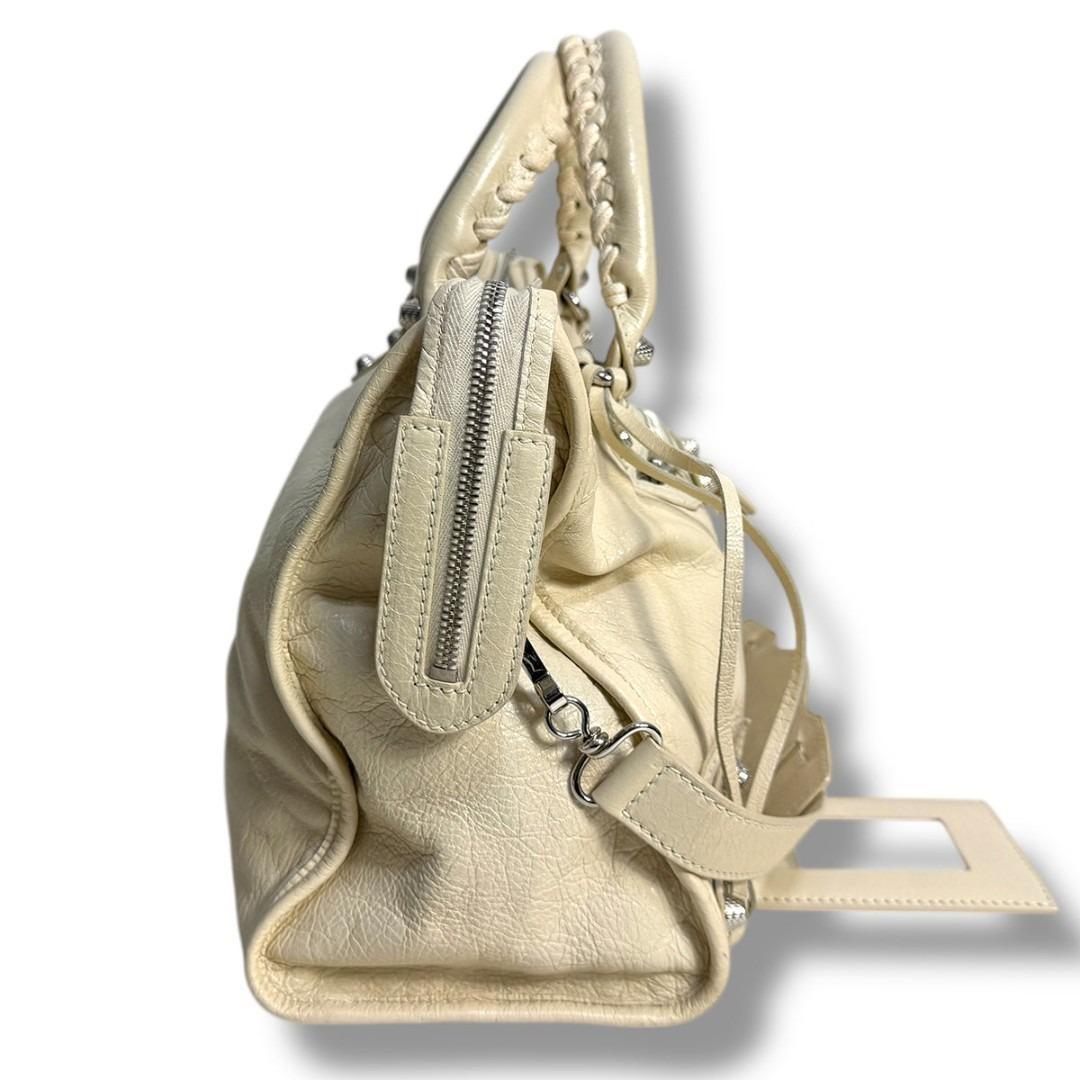 J7007美品バレンシアガ ジャイアントシティ 2WAYハンドバッグ アイボリー