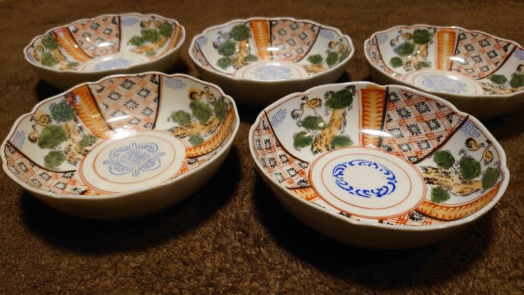 古伊万里　伊万里　なます皿　色絵　５客