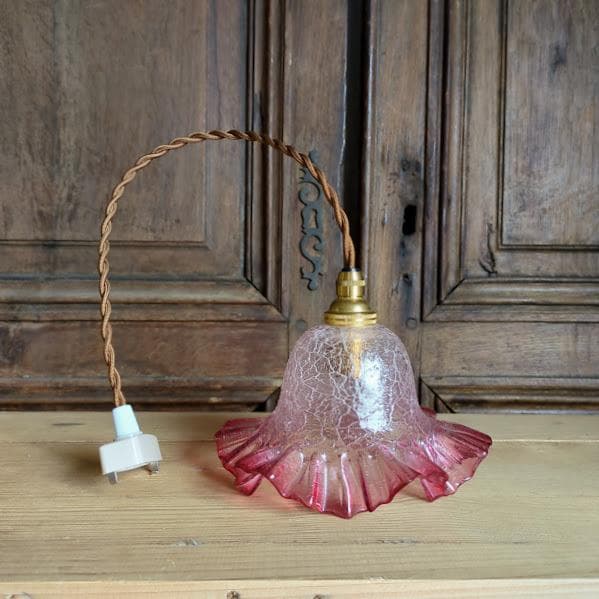 フランスアンティーク　クランベリーシェード ペンダントライト　照明