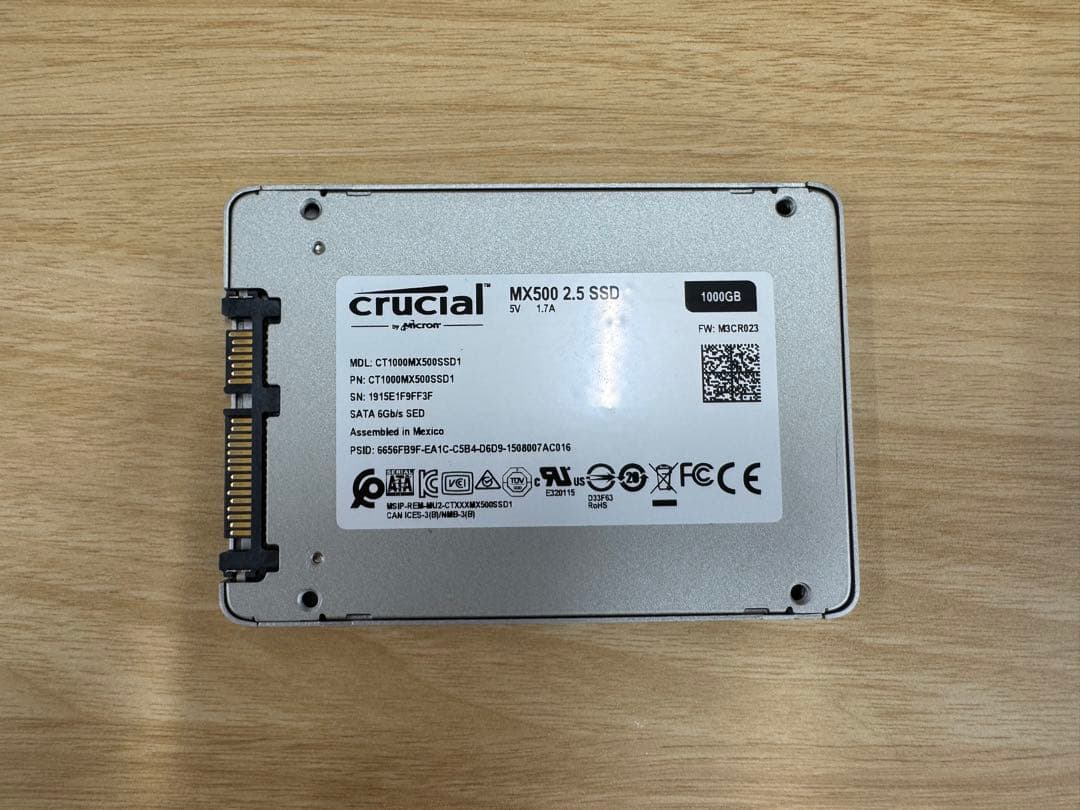 Crucial MX500 1TB 2.5インチ SATA SSD
