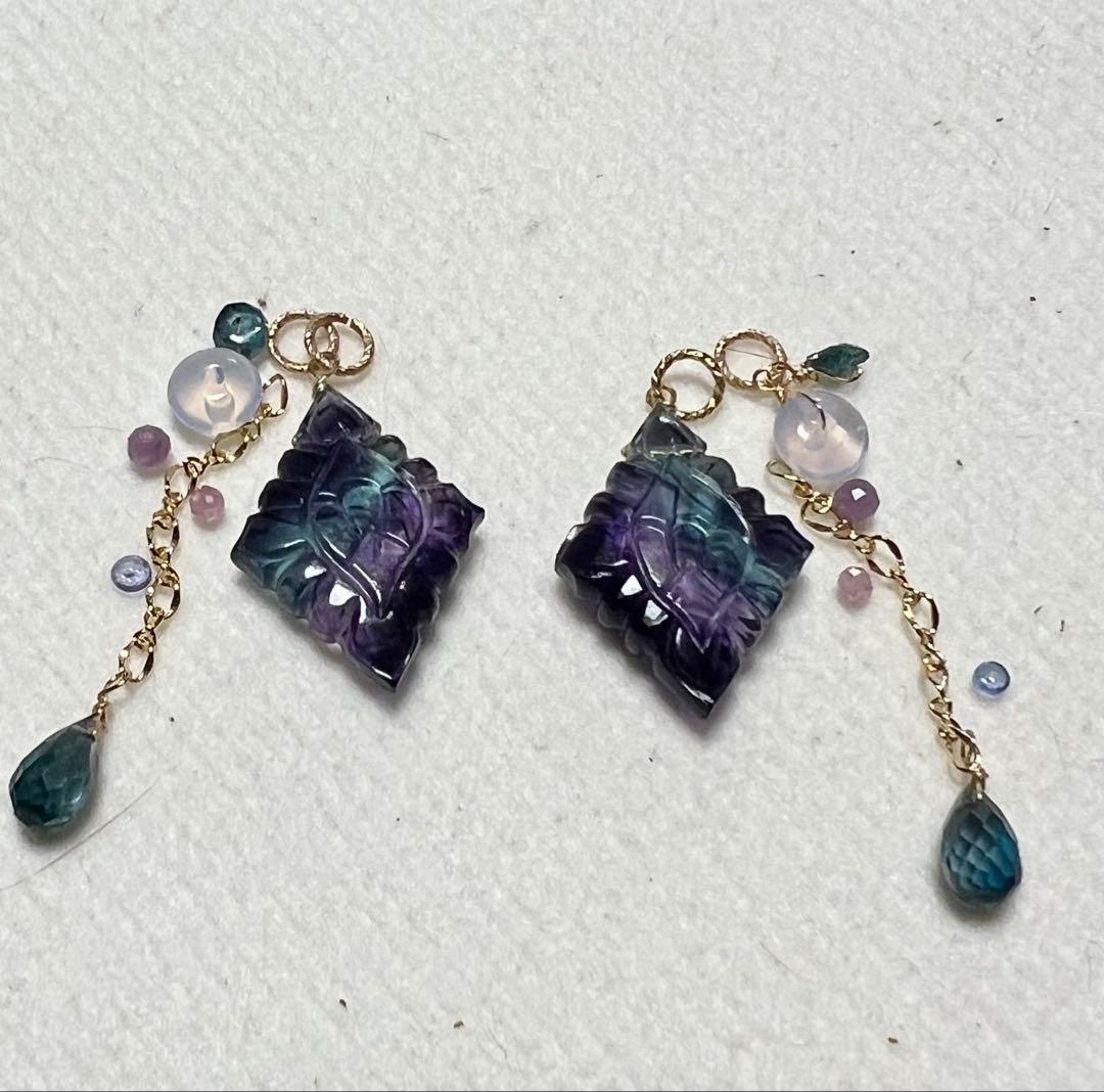 Kaya❤️ 両面別カラーアバロン　カービング　マルチフローライト14kgf