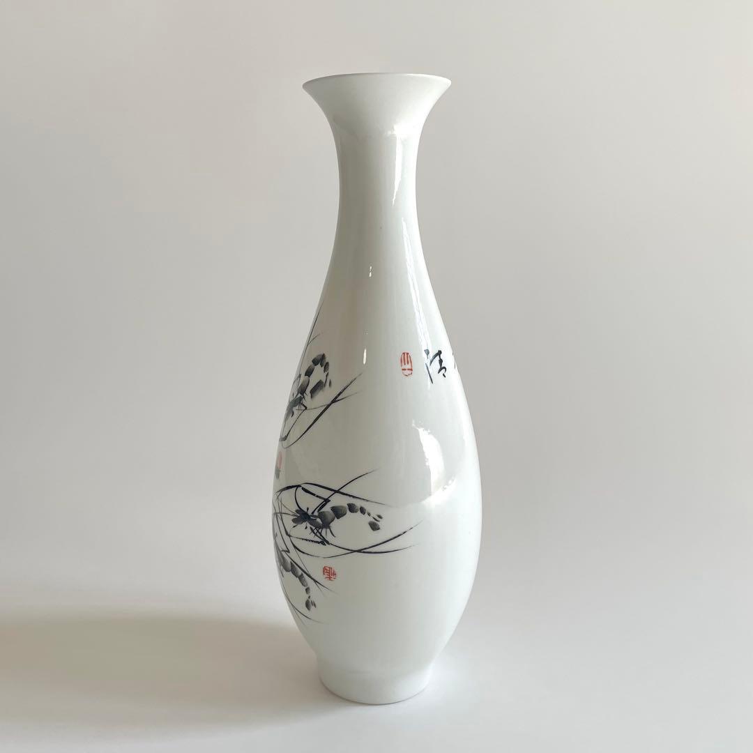 景徳鎮製 薄胎 蛋殻 花瓶 海老図 花器 中国美術 粉彩