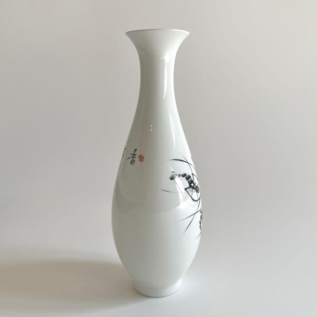 景徳鎮製 薄胎 蛋殻 花瓶 海老図 花器 中国美術 粉彩