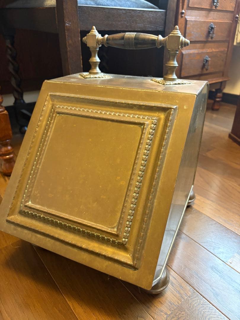 英国アンティーク　コールボックス　ファイアーツール　薪ストーブ　アンティーク