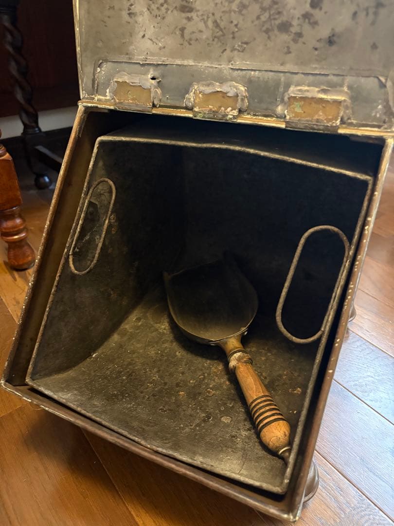 英国アンティーク　コールボックス　ファイアーツール　薪ストーブ　アンティーク