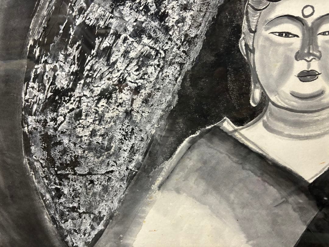 水墨画の天才 福田佳明画伯 「 ザ ，サン 」 お釈迦さま 貴重品 激安