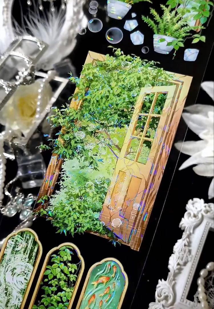 海外マスキングテープ巻売り 夏日汽水 金魚 装飾マスキングテープ