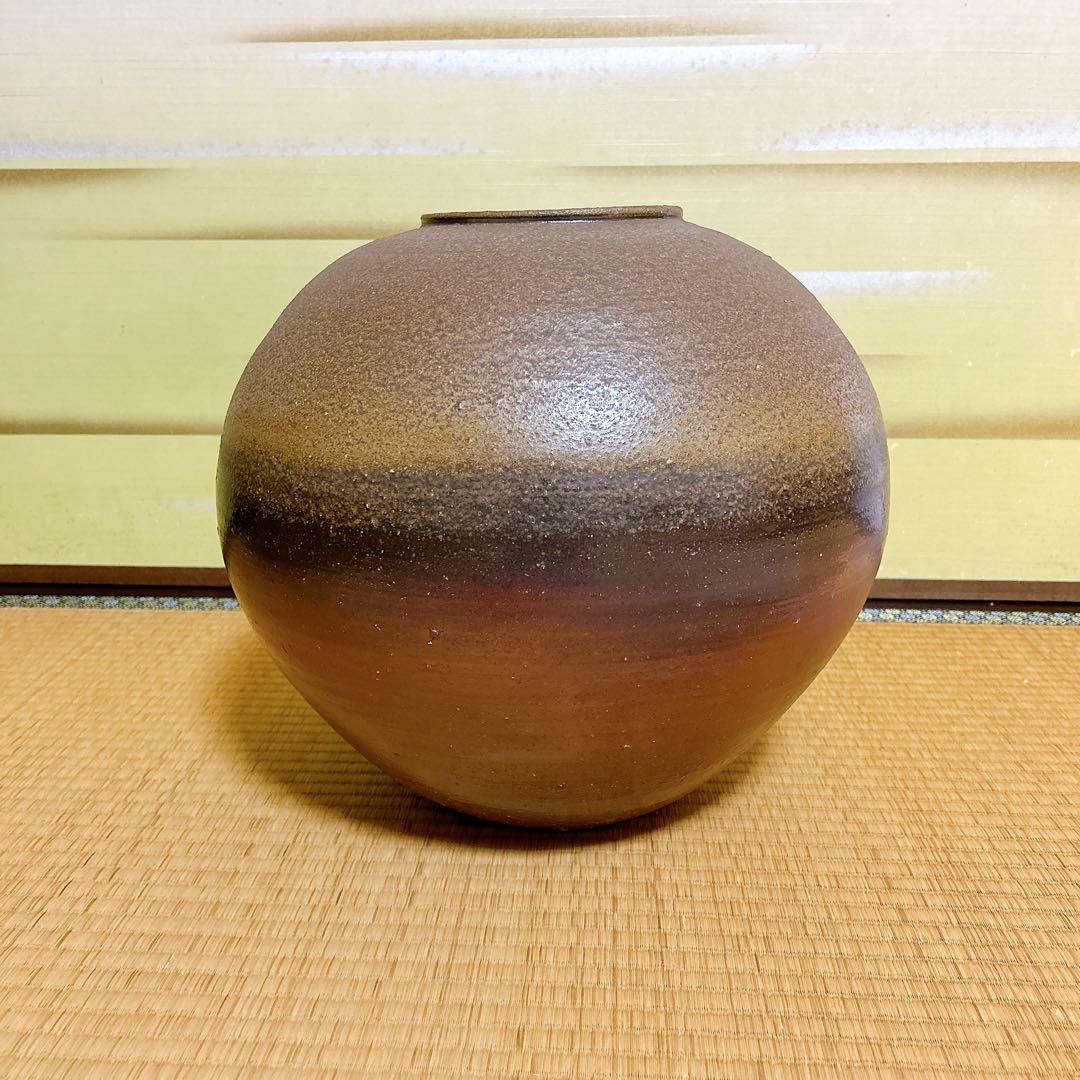 備前焼　大壺　三好満作　共箱　風呂敷付き