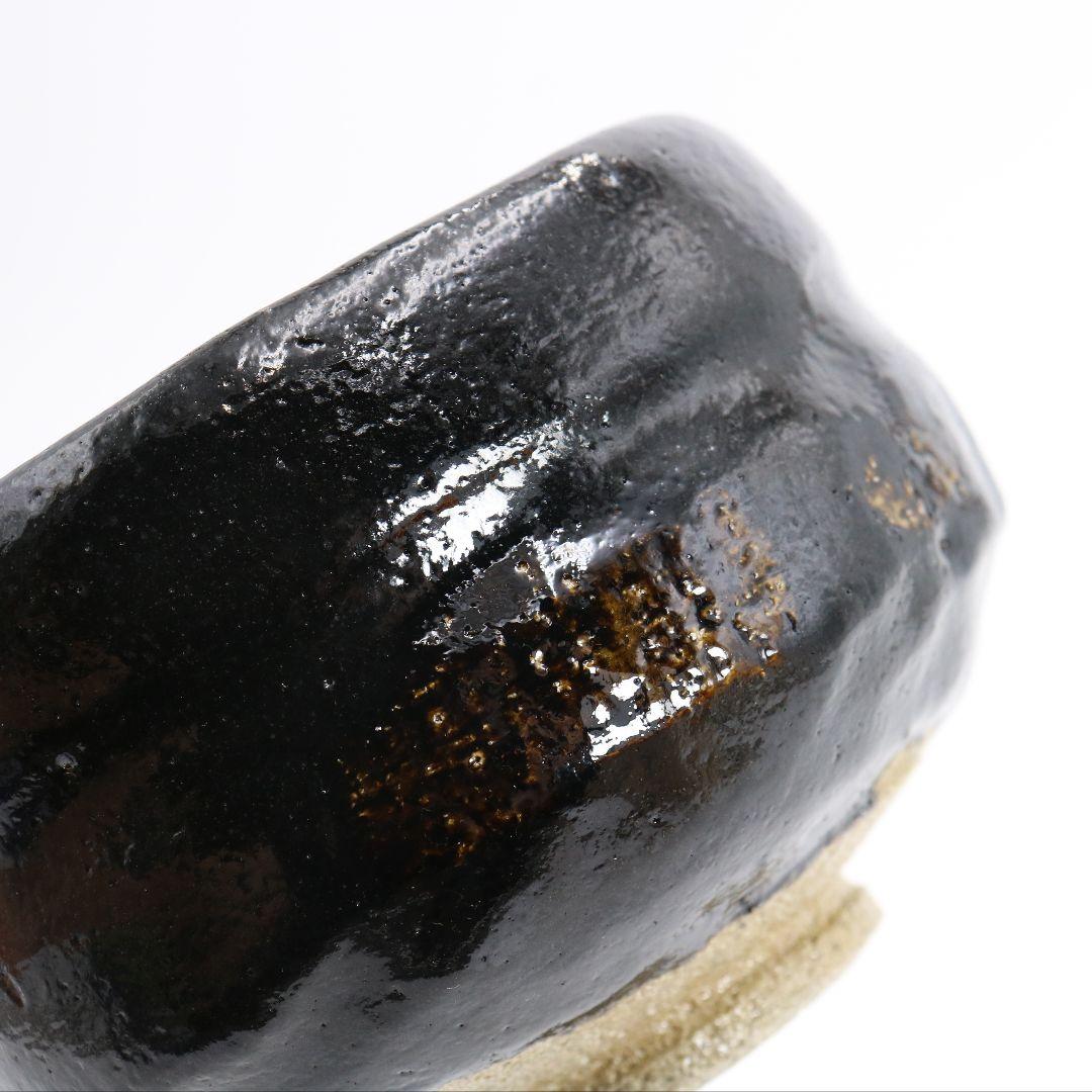 佐々木松楽作 黒楽茶碗 高橋悦道書付 茶道具 共箱共布　AY343　NT2