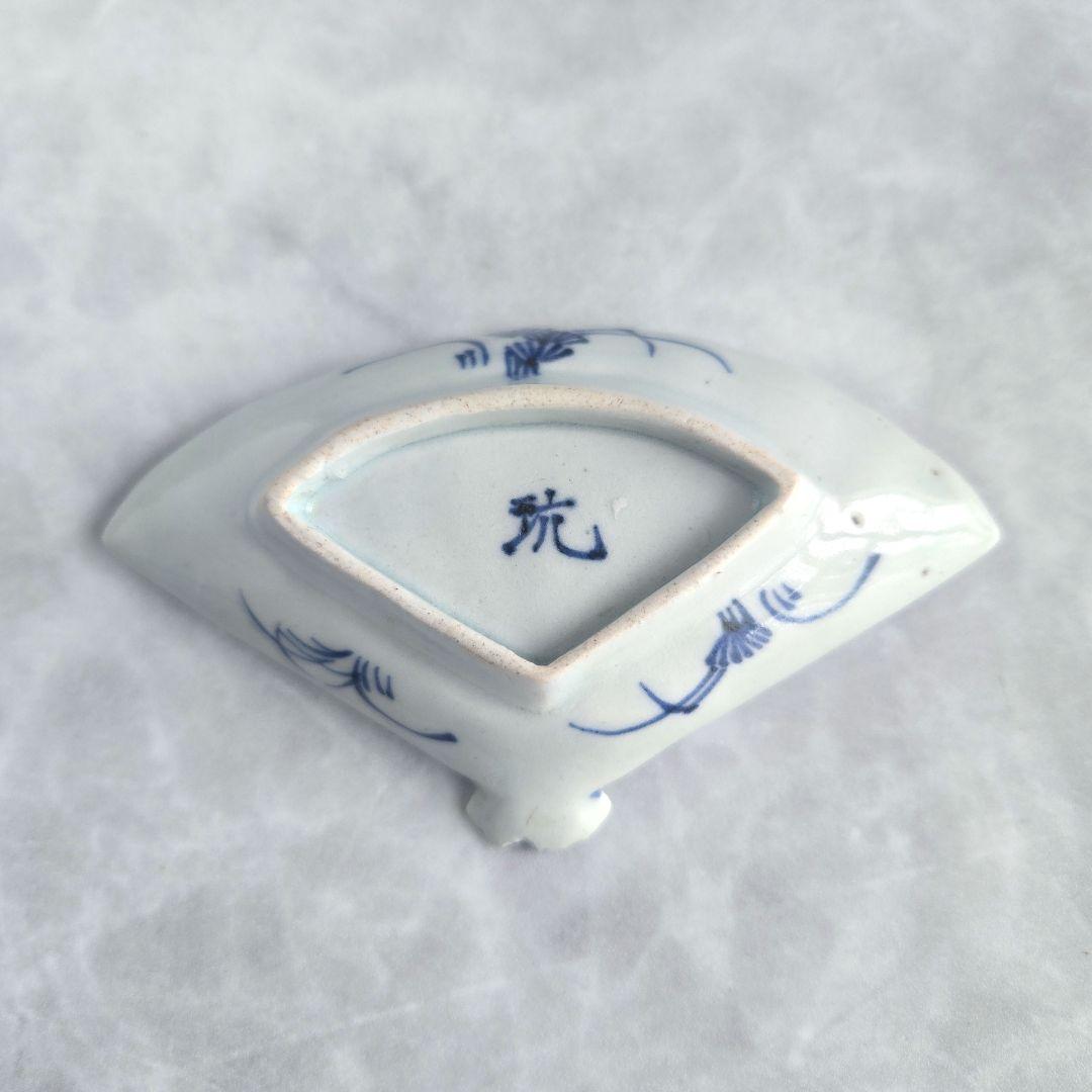 古伊万里　染付　豆皿　釣り　漁　唐人　江戸　骨董　アンティーク　金直し　金継ぎ