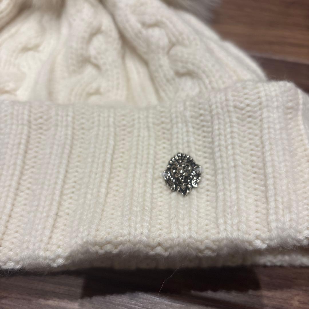 Vagueteux ファー付きカシミヤホワイトニット帽