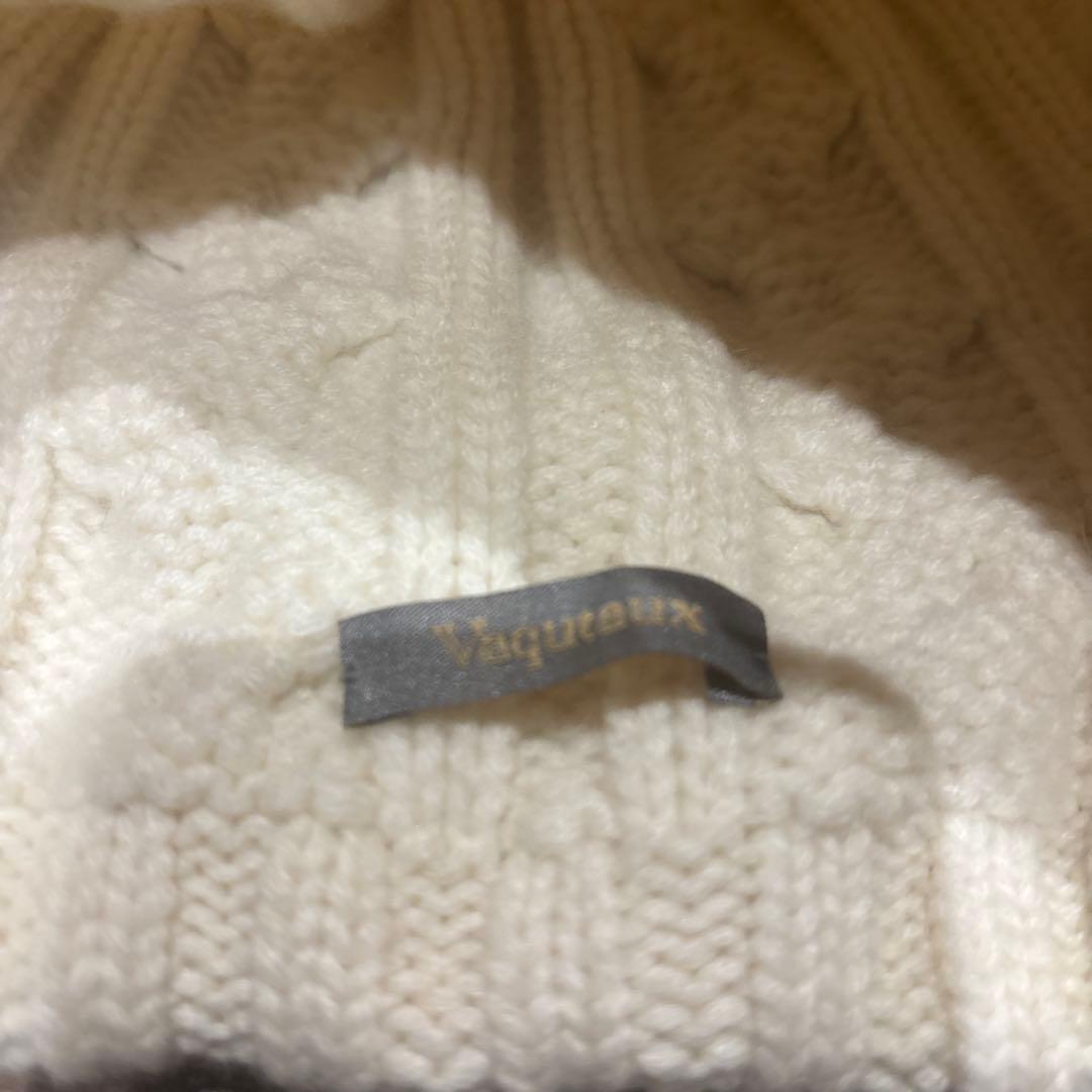 Vagueteux ファー付きカシミヤホワイトニット帽