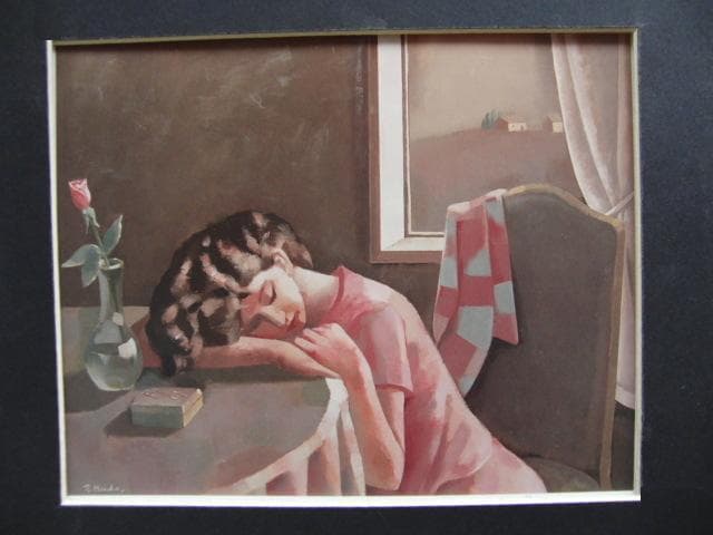 前田利昌、【夢みる女】、希少な額装用画集より、新品額装付、状態良好