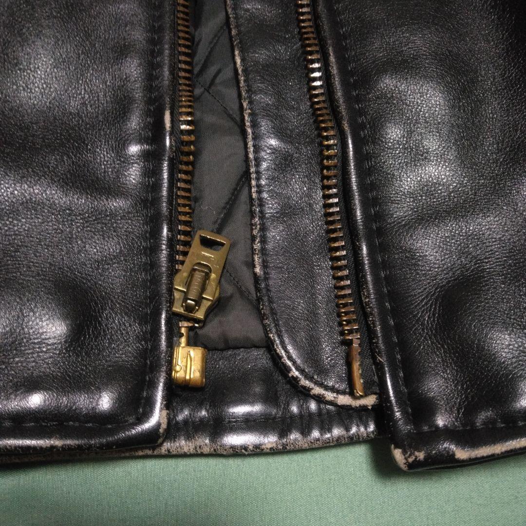 バンソン VANSON 9D ライダースジャケット 34 茶芯　ヤレ感