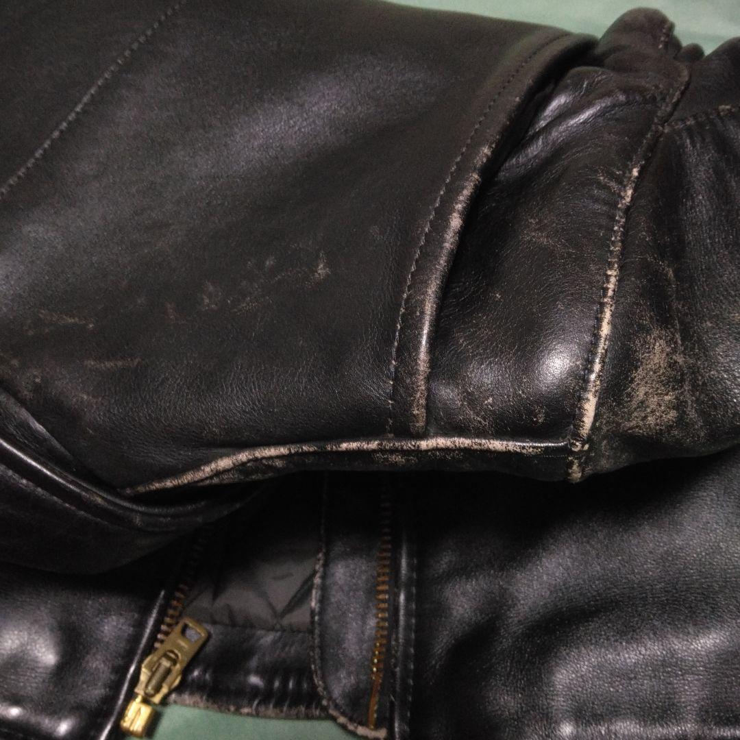 バンソン VANSON 9D ライダースジャケット 34 茶芯　ヤレ感