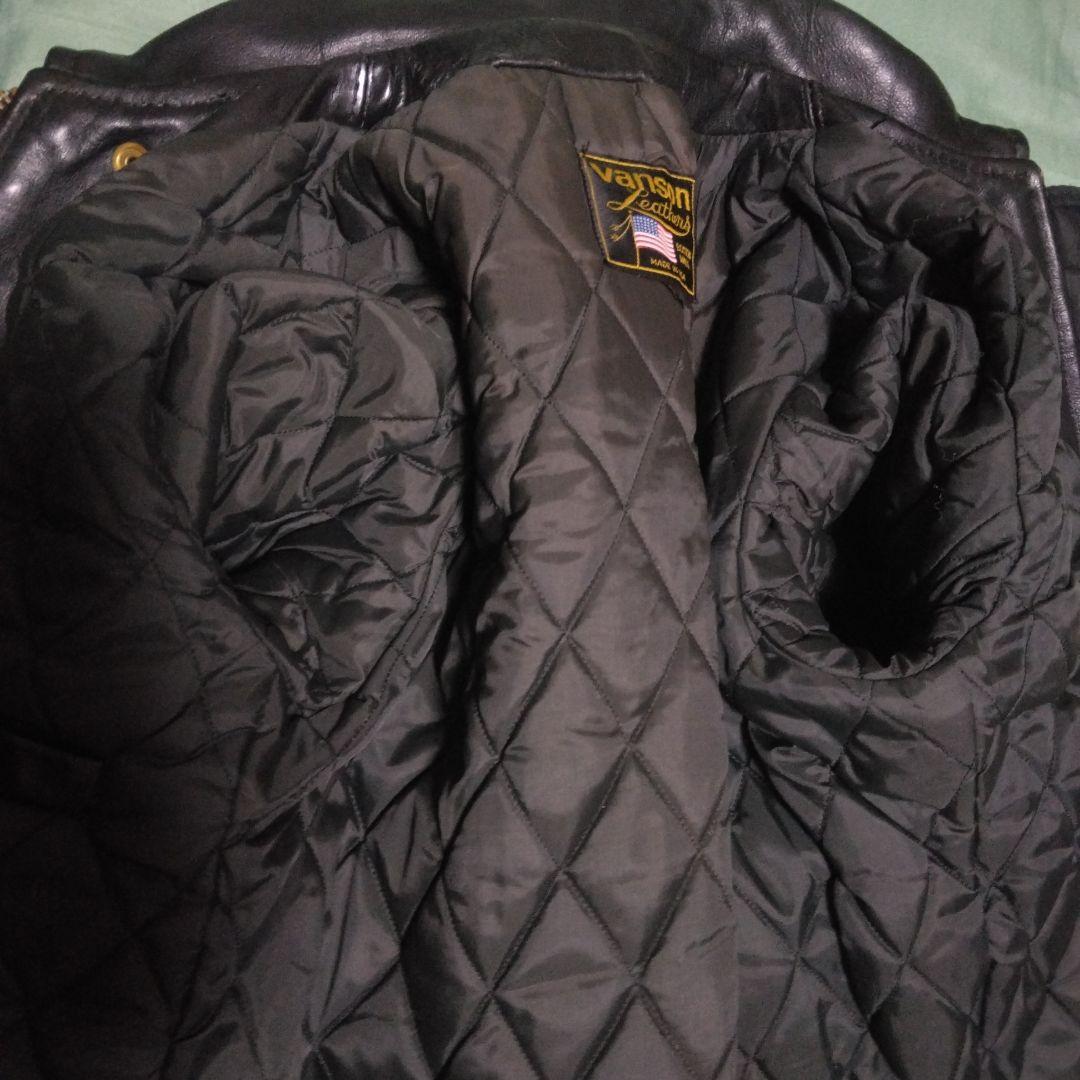 バンソン VANSON 9D ライダースジャケット 34 茶芯　ヤレ感