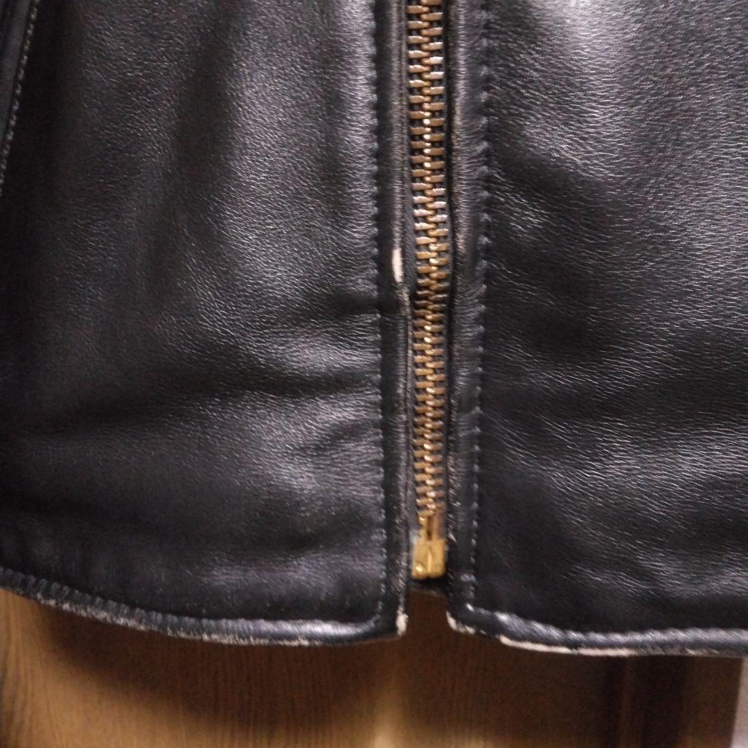 バンソン VANSON 9D ライダースジャケット 34 茶芯　ヤレ感