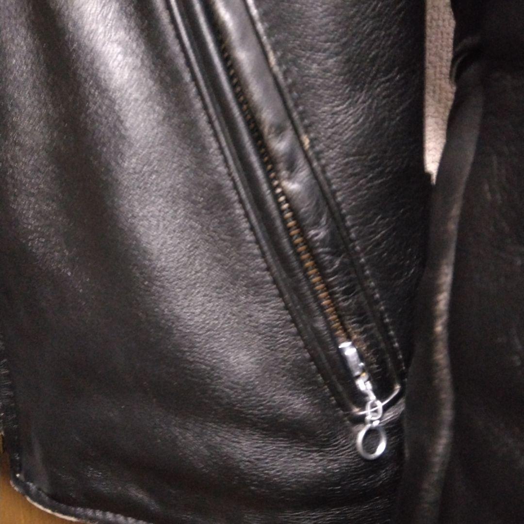 バンソン VANSON 9D ライダースジャケット 34 茶芯　ヤレ感