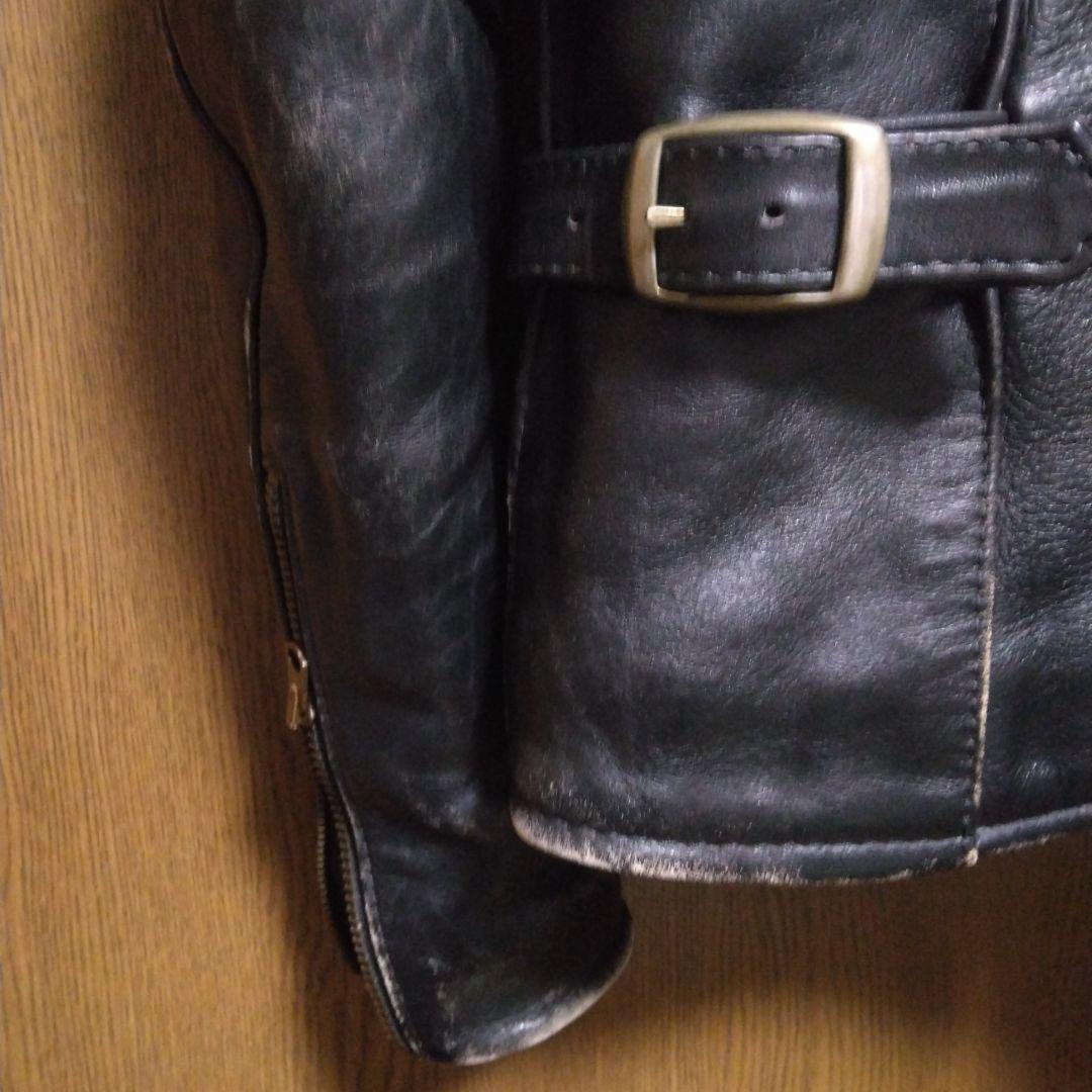 バンソン VANSON 9D ライダースジャケット 34 茶芯　ヤレ感