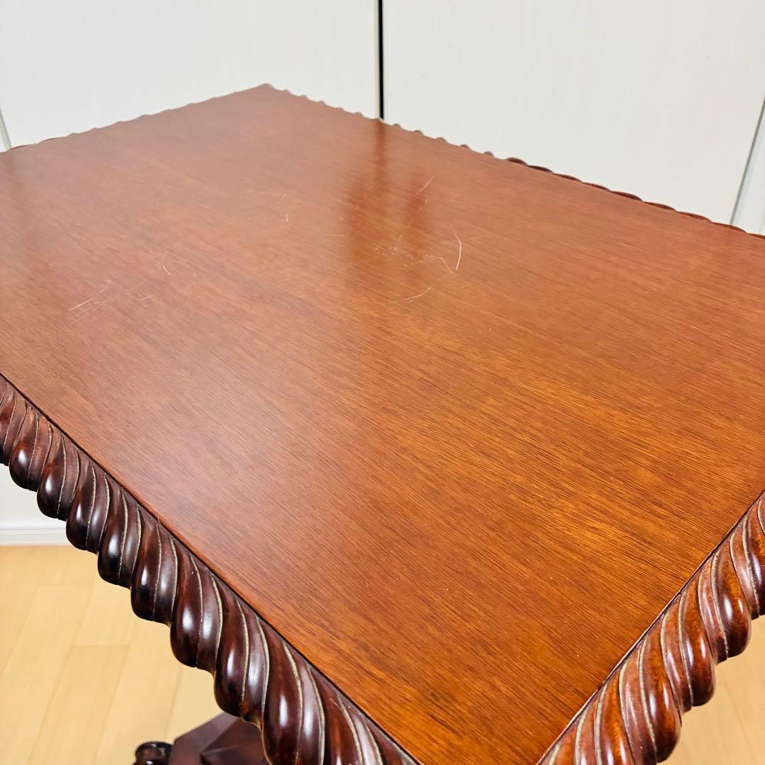 【希少】英国　イギリス　マホガニー　ハープ型　サイドテーブル　ヴィンテージ　猫脚