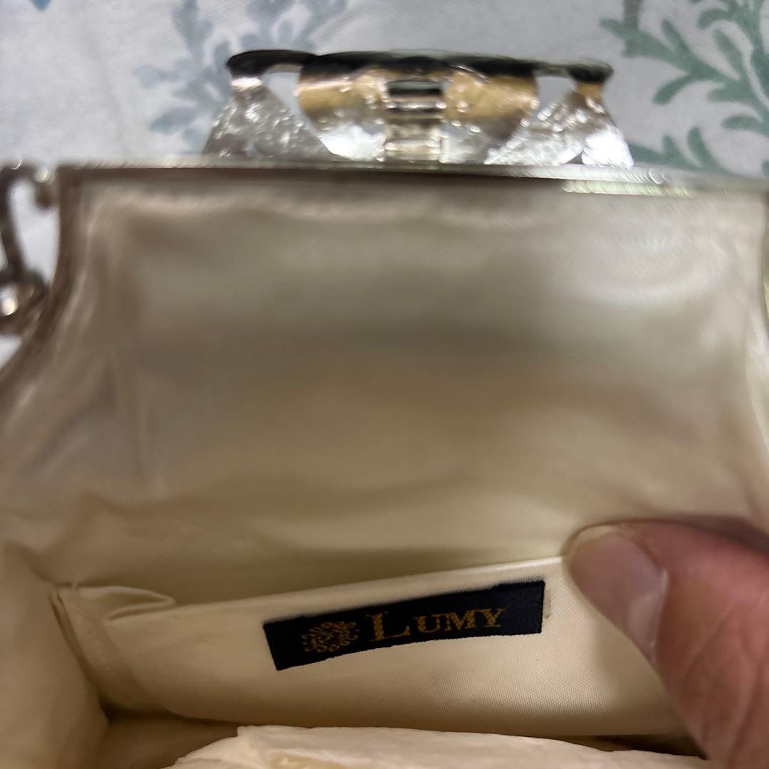LUMY はしもと　高級シルバー ビーズ装飾 パーティーバッグ皇室御用達　未使用