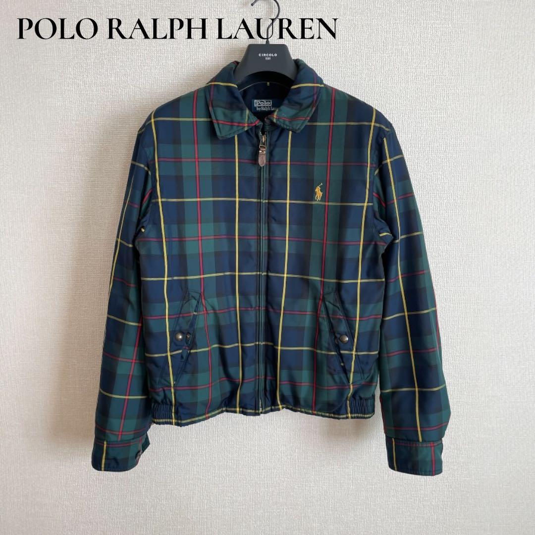 美品✨ ラルフローレン チェック ハリントン ダウンジャケット グリーン M