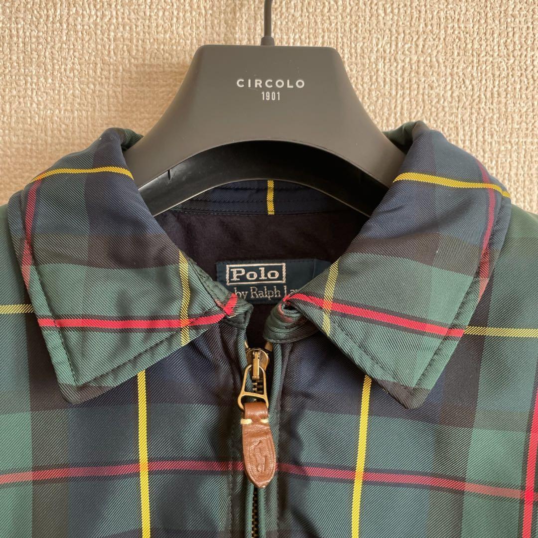 美品✨ ラルフローレン チェック ハリントン ダウンジャケット グリーン M