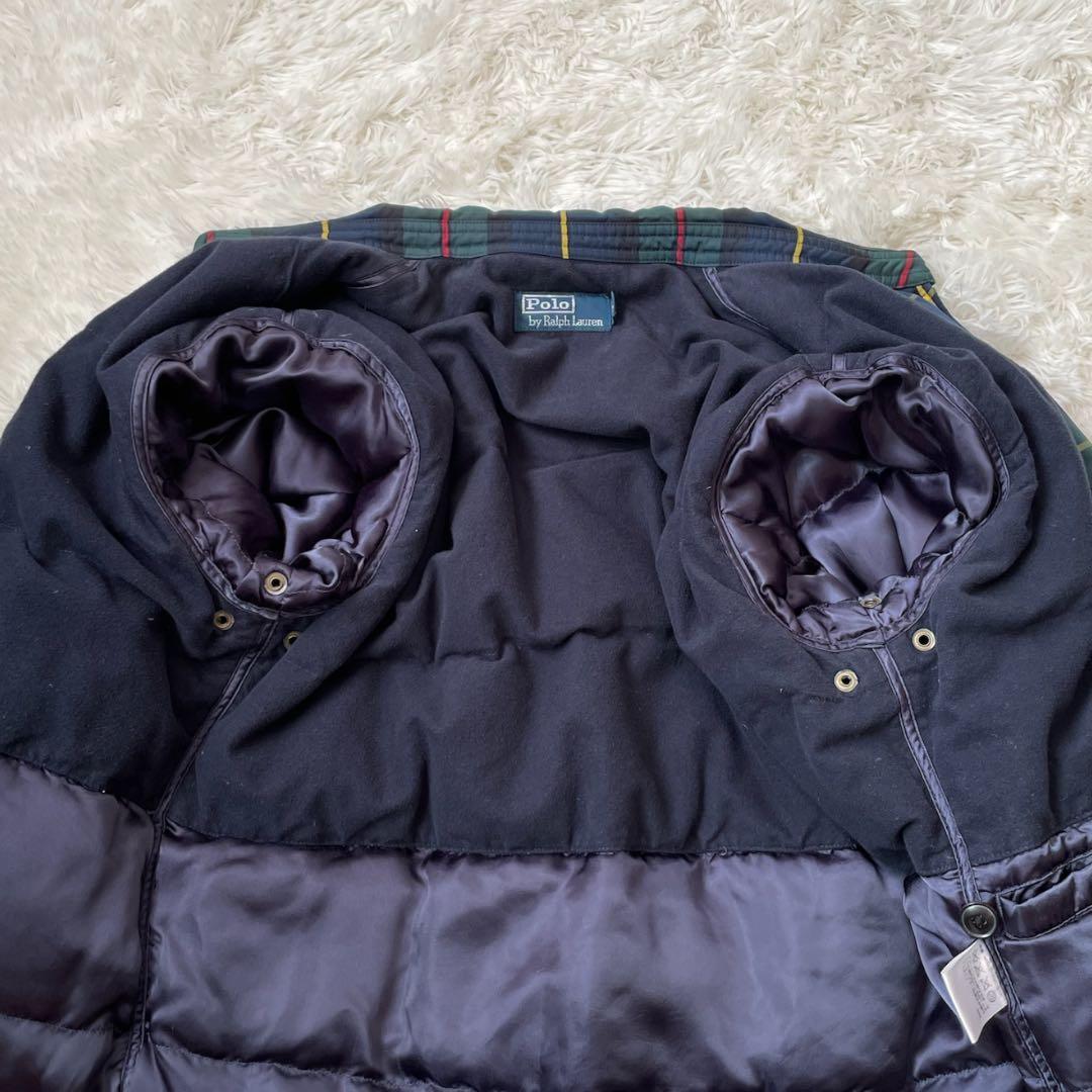 美品✨ ラルフローレン チェック ハリントン ダウンジャケット グリーン M