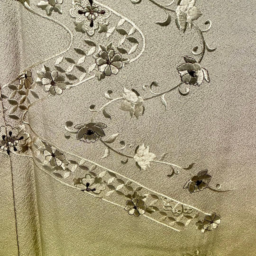 D54訪問着 総刺繍 蘇州刺繍 一つ紋 正絹 着物 袷 しつけ糸付き未使用極美品