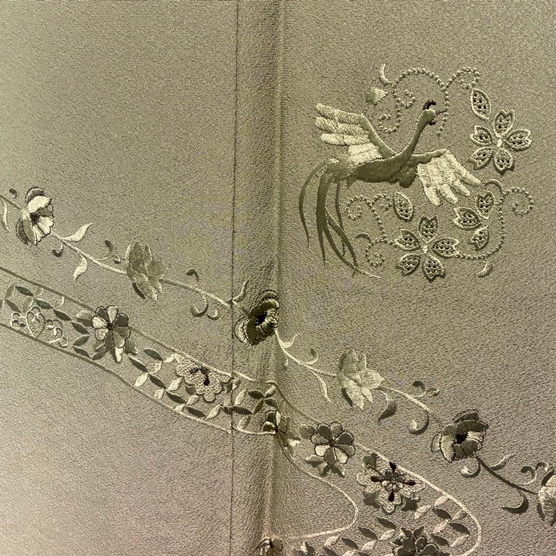 D54訪問着 総刺繍 蘇州刺繍 一つ紋 正絹 着物 袷 しつけ糸付き未使用極美品
