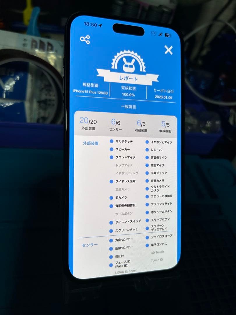L*r様 動作確認済み iPhone 15 Plus 128GB バッテリー86