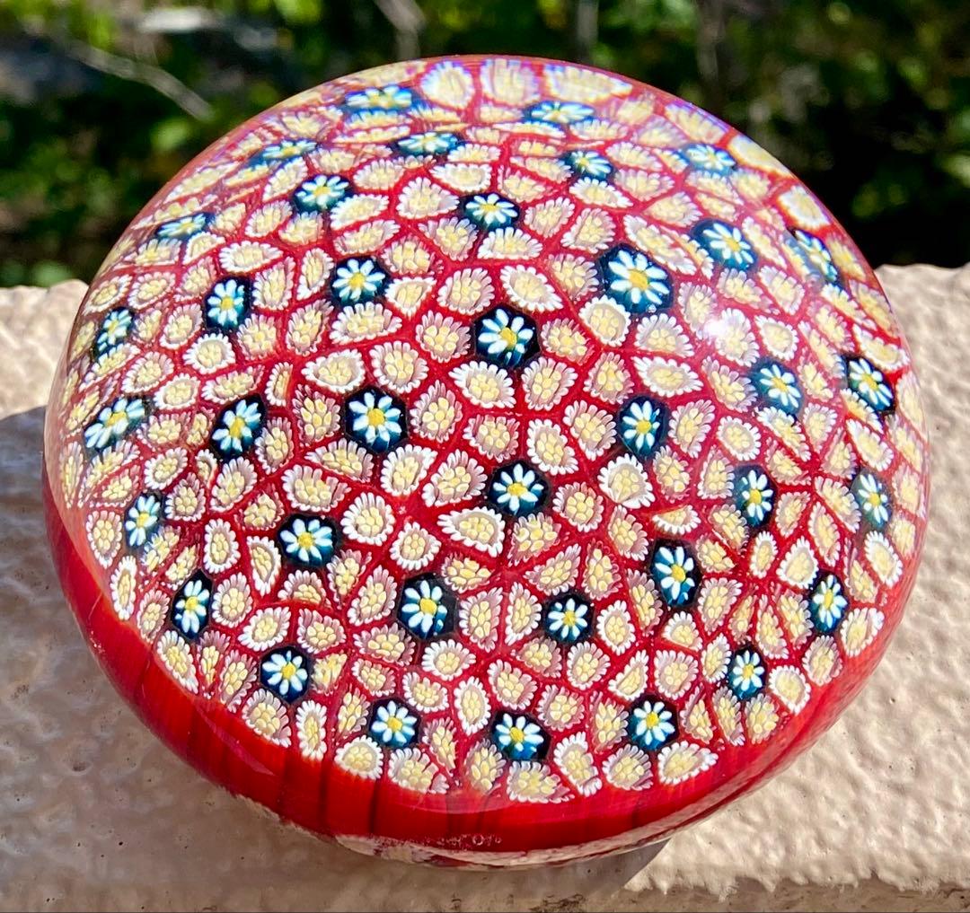 ベネチアングラス　ムラノ　ガラスペーパーウェイト　ガラス文鎮　ミルフィオリ　大玉