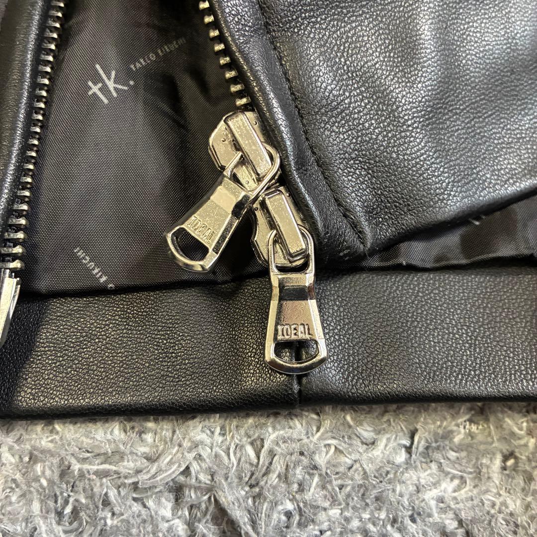 【美品】タケオキクチ シングルライダースジャケット ラムレザー ブラック L