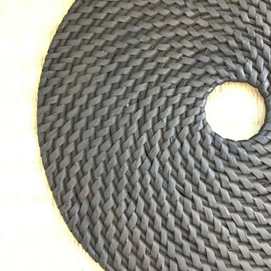 茶道具　釜敷　籐編み釜敷　船橋重郎作　桐共箱　紙箱　S236KS