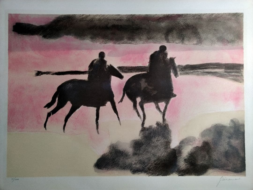 Guiramand 馬と人のリトグラフ作品 大判