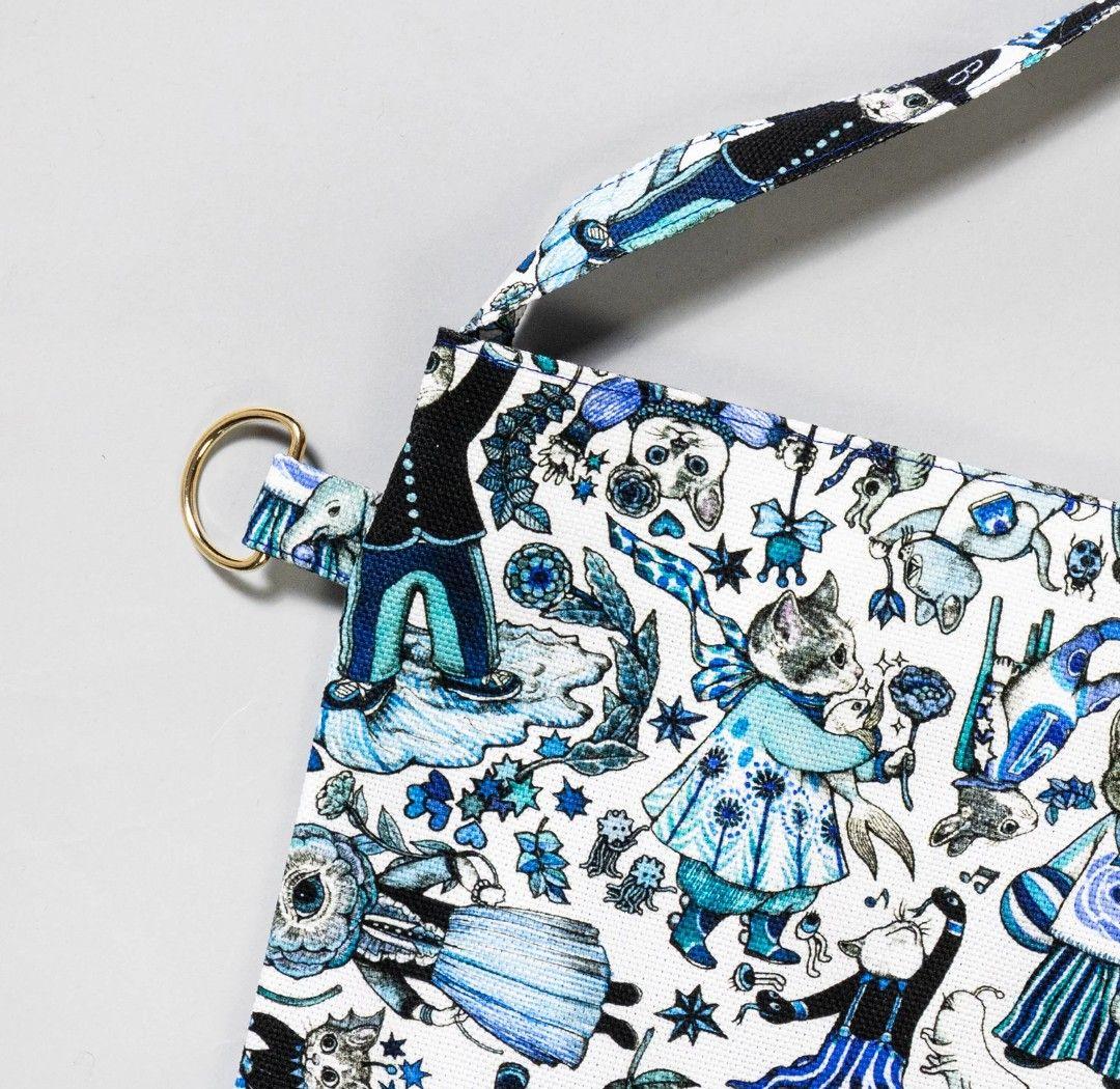 ヒグチユウコ サコッシュ ハンカチ （ブルー）2点セット ボリス雑貨店