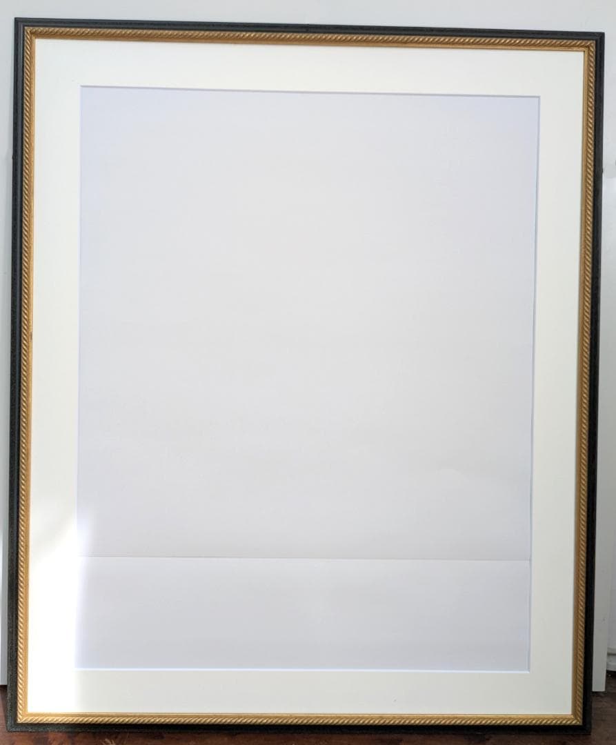 木製額縁 F30号 木製黒金ロープ模様 アクリル板・マット付