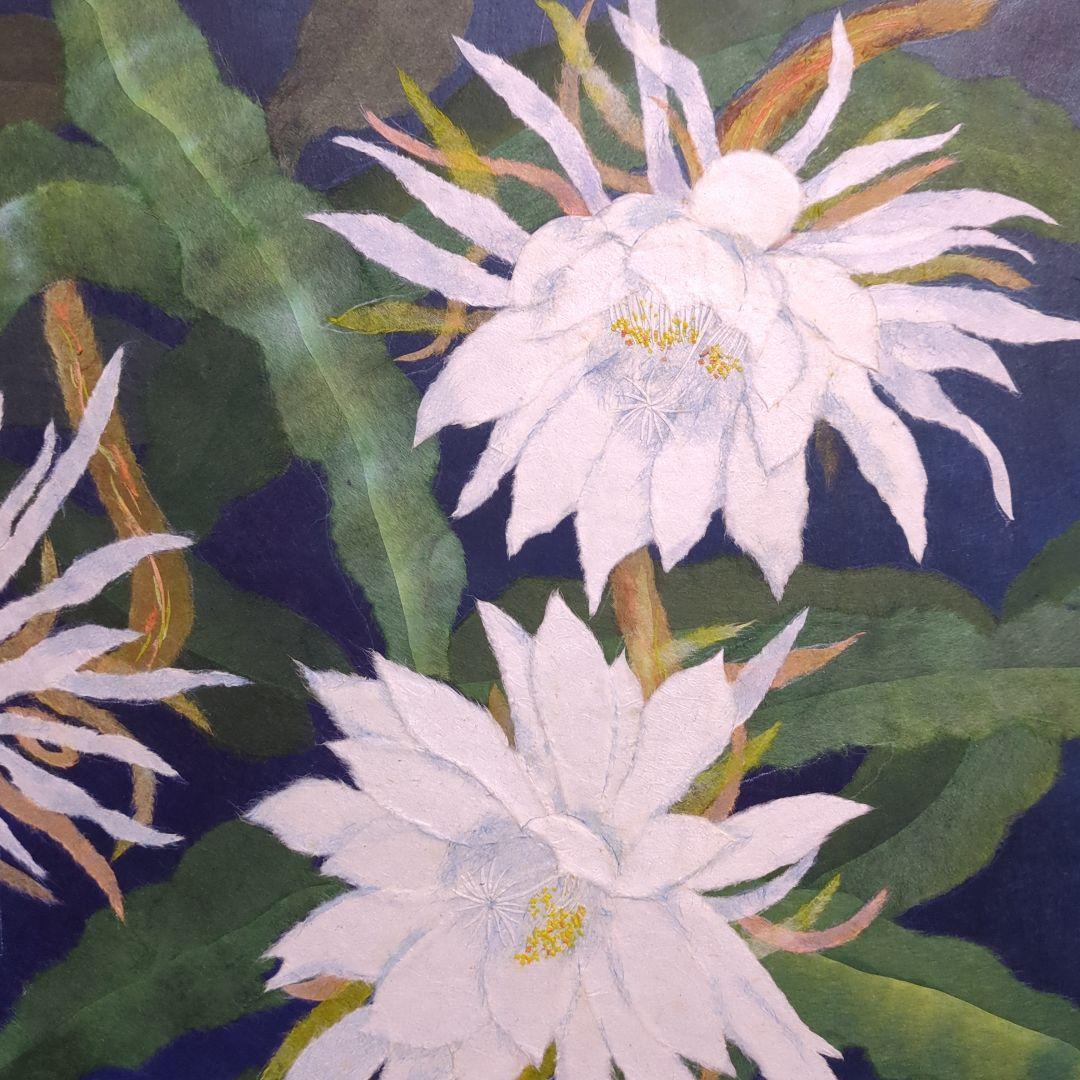 期間限定値下げ！【ちぎり絵】幻の花「月下美人」(P 10サイズ)　暮らしに彩りを