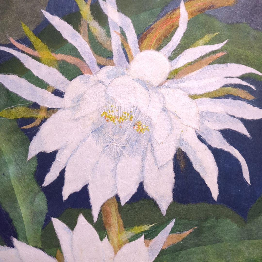 期間限定値下げ！【ちぎり絵】幻の花「月下美人」(P 10サイズ)　暮らしに彩りを