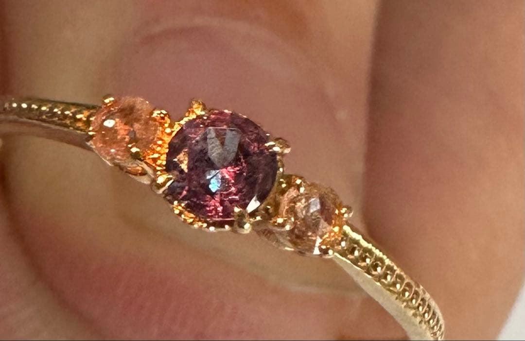 ベキリーブルーガーネット　K18ゴールドリング　13号