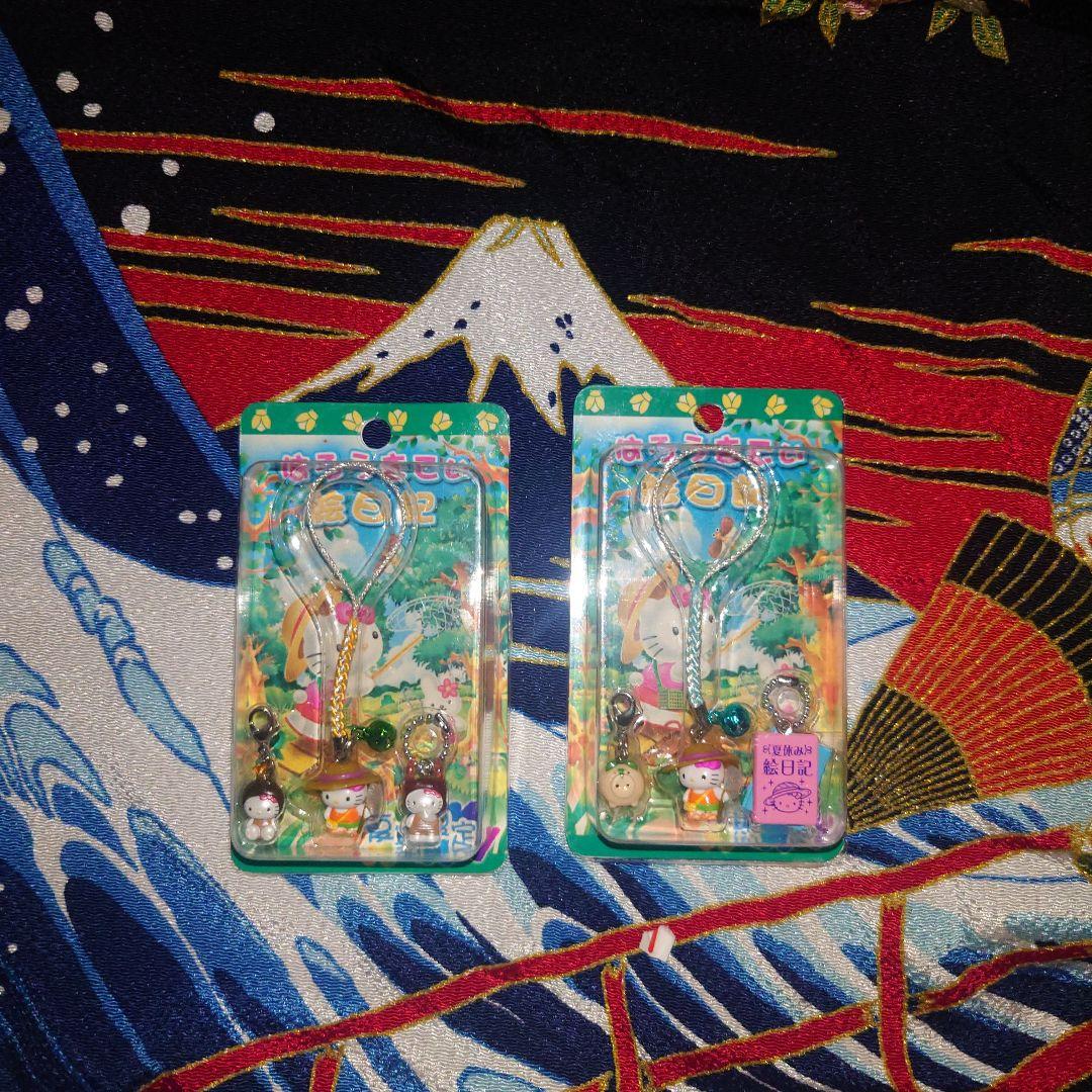 ハローキティ　根付　絵日記　夏期限定　ムシ　ブタ　麦わら帽子　夏休み