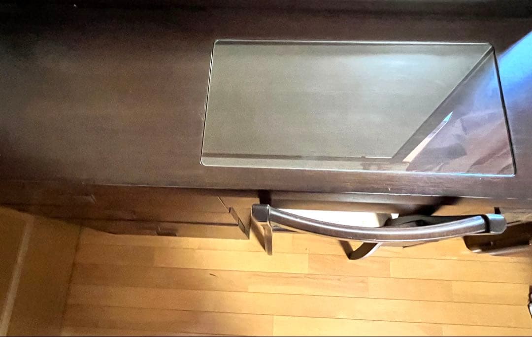 ダークブラウン 木製ドレッサー　 （チェア込み　鏡台）