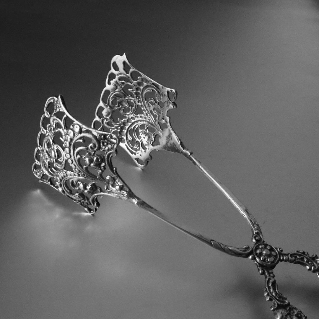 純銀ケーキトング　天使文様　ドイツ銀800